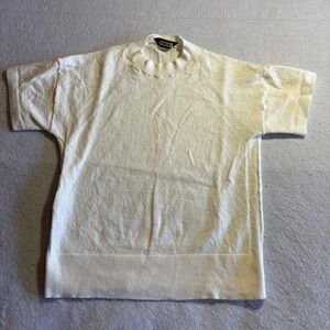 Comptoir des Cotonniers Womens Cream Wool Silk Mock Neck Short Sleeve Sweater XS